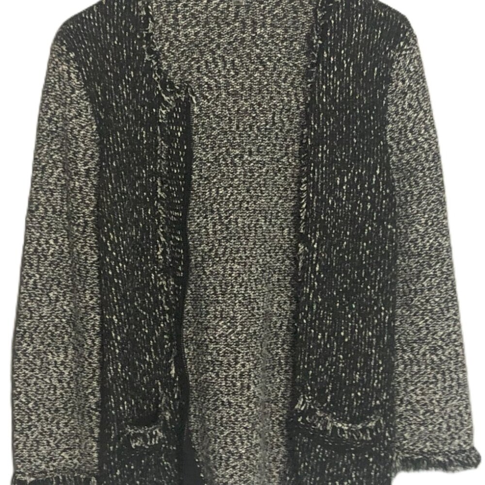 Karl Lagerfeld Knit Jacket Full Zipper Black and White Women's Size Small